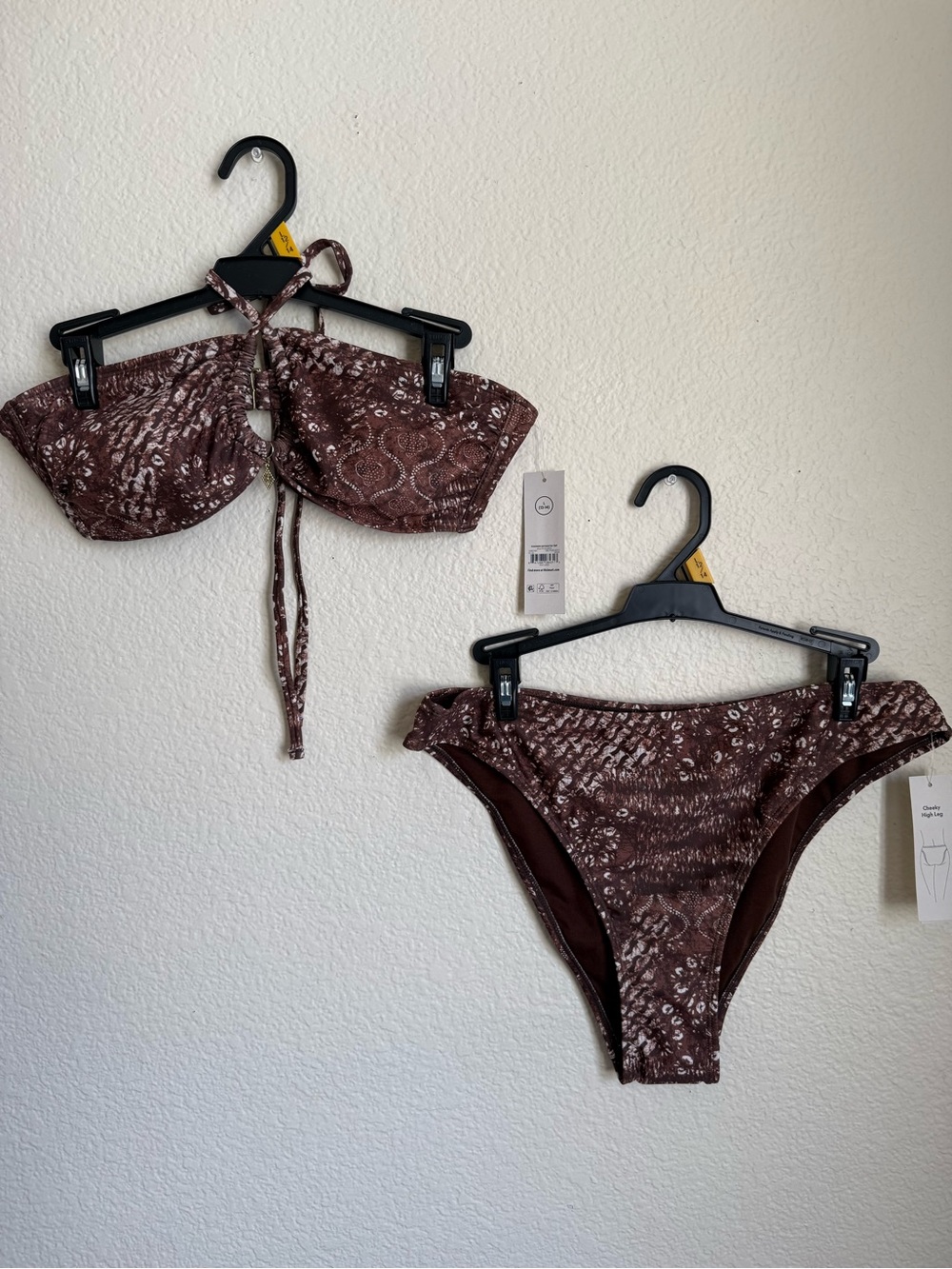 No Boundaries Brown Paisley Print Bandeau Bikini